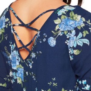 Charming Charlie Tania Peasant blue floral…
